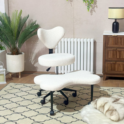 Fauteuil de bureau ergonomique pivotant à pieds croisés Olamide, fauteuil de méditation à hauteur réglable avec support pour le dos, chaise de bureau / maison