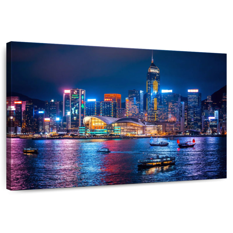 Nicci illuminée de la ville de Hongkong, H 16 po x l 24 po