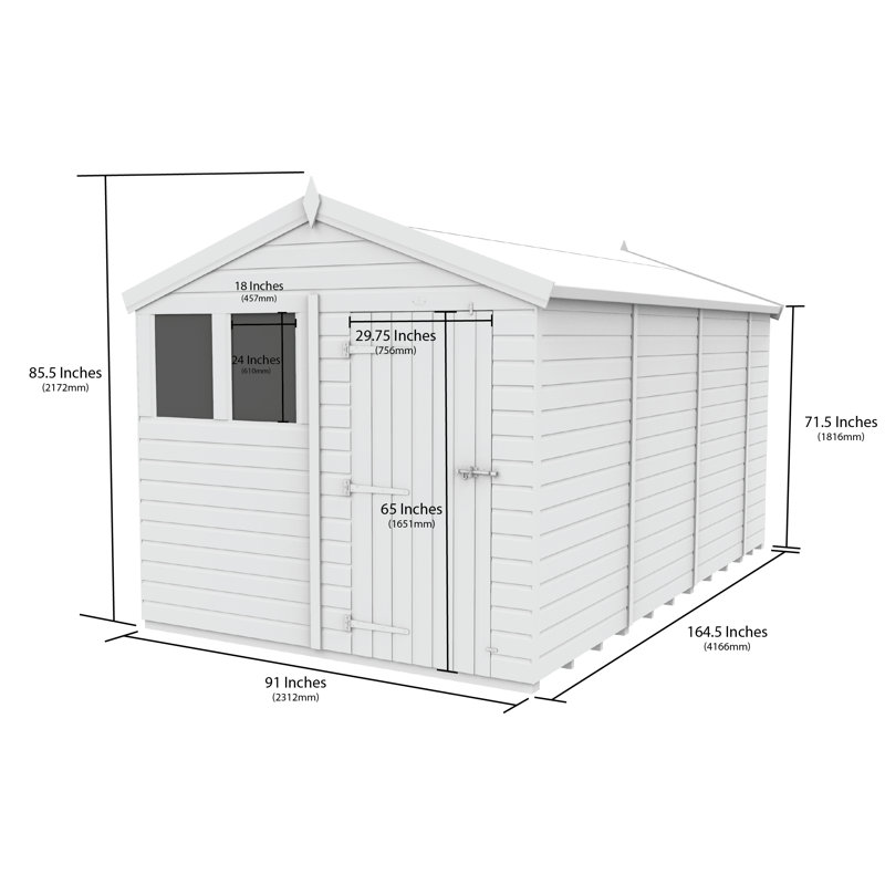 8ft x 14ft Apex Shed - Single Door without Windows