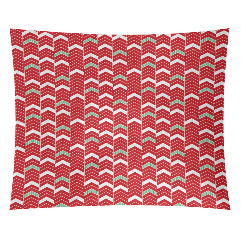 Tapisserie à chevrons à chevrons de noël en polyester, H 27,5 po x l 37,5 po, Rouge / Vert