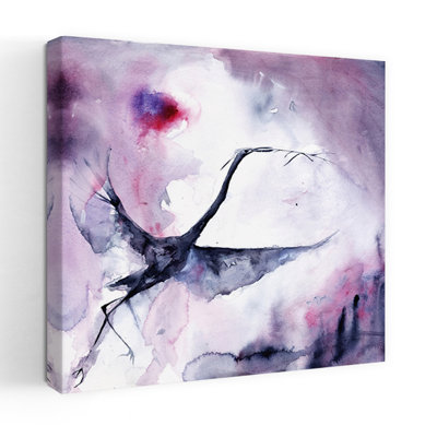 Dreamy Bird Flight Abstract Dreamy Elegant Bird Lavender Nature Wall Art