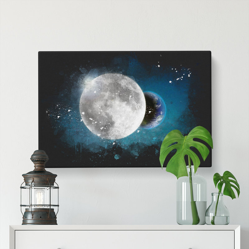 Earth Behind The Moon - Wrapped Canvas, 35cm H x 50cm W x 3cm D