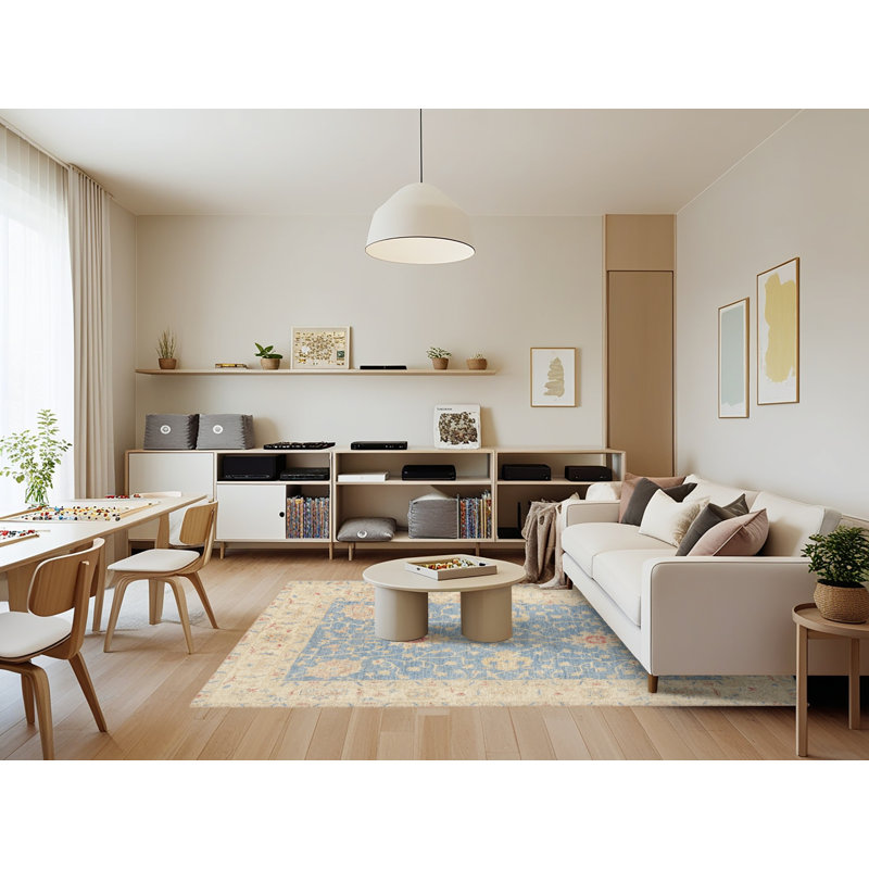 Tapis bleu / beige Grunin, Rectangle 7 pi x 9 pi