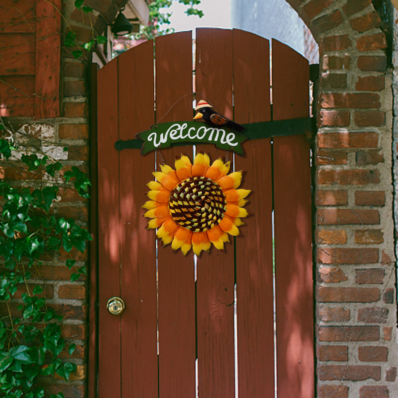 Panneau de bienvenue en métal tournesol