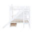 Lits superposés multifonctionnels de style château, bois massif et bois aggloméré, design blanc rustique pour les espaces familiaux
