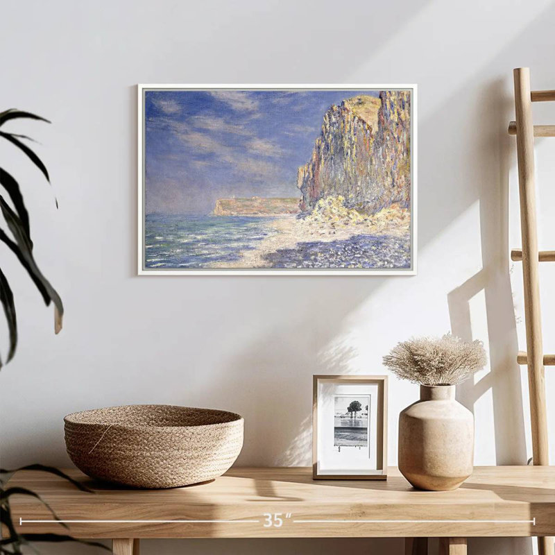 Cliffs Near Fecamp, Floating Frame White, 19" X 13"