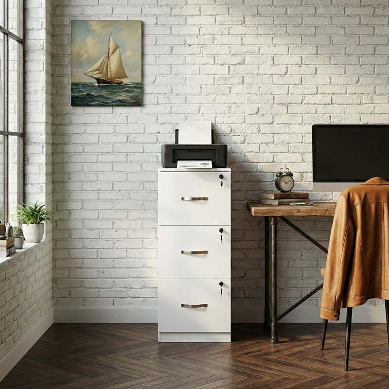 3 -Drawer File Cabinet, White