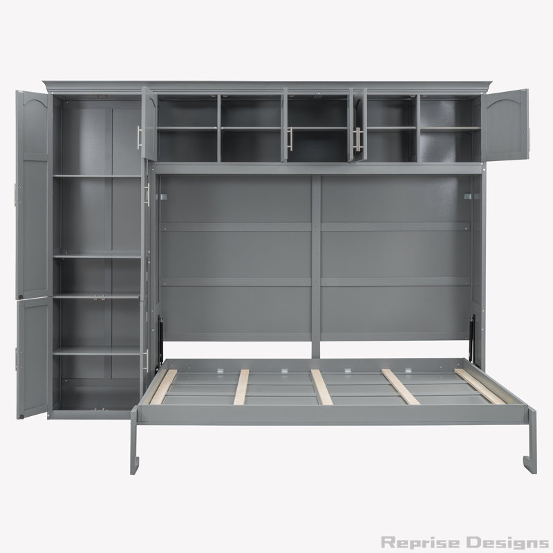 Lit escamotable mural avec armoires Murphy, Gris