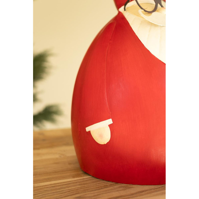 Père Noël en métal peint avec verres