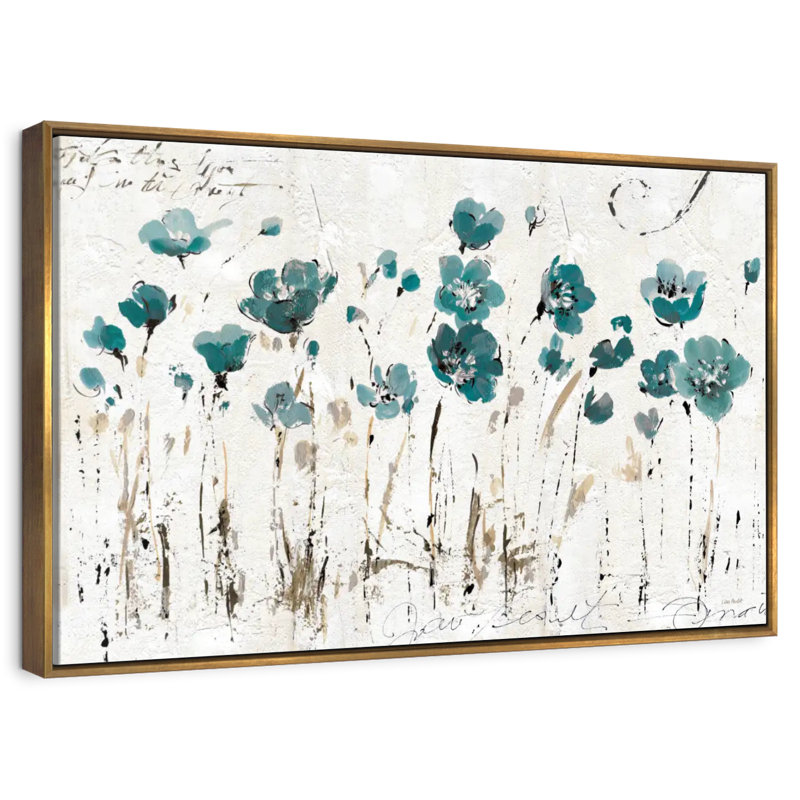 Leota Balance VI - bleu, Cadre flottant doré, 43 po x 29 po