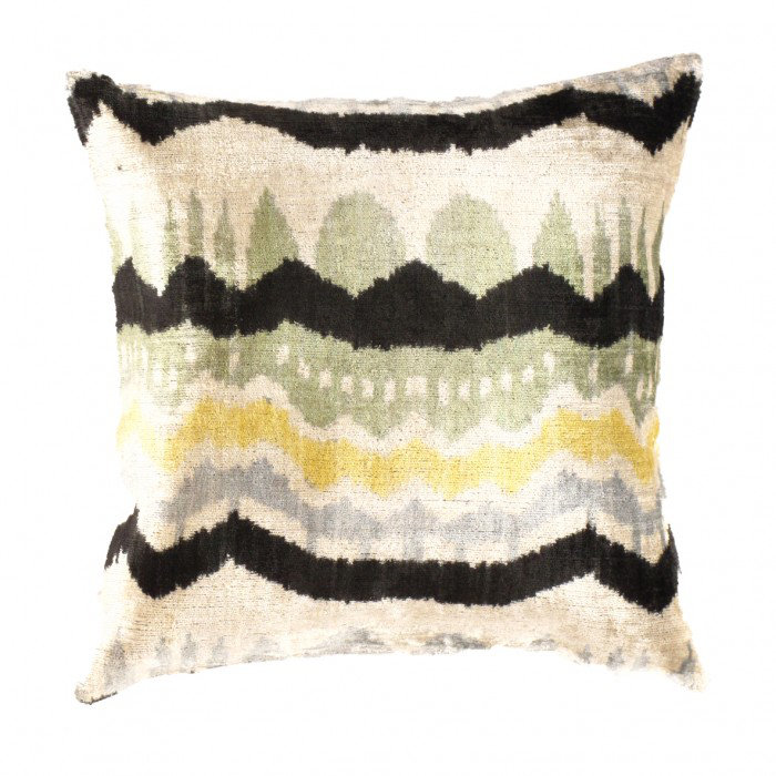 Oreiller en velours turc multicolore en soie Ikat