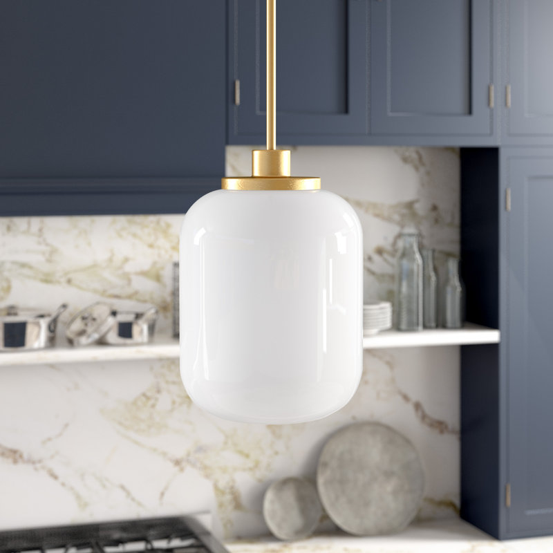 Luminaire suspendu en pot 1 lumière Aleanna, Laiton, Blanc