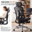 Chaise de bureau ergonomique à haut dossier en filet avec repose-pieds, soutien lombaire réglable, appui-tête et accoudoirs, capacité de 400 lb