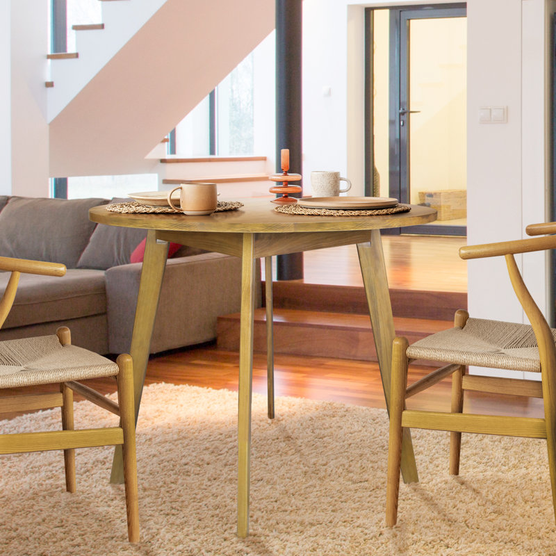 Stacie Round Solid Wood Dining Table, Harvest Gold