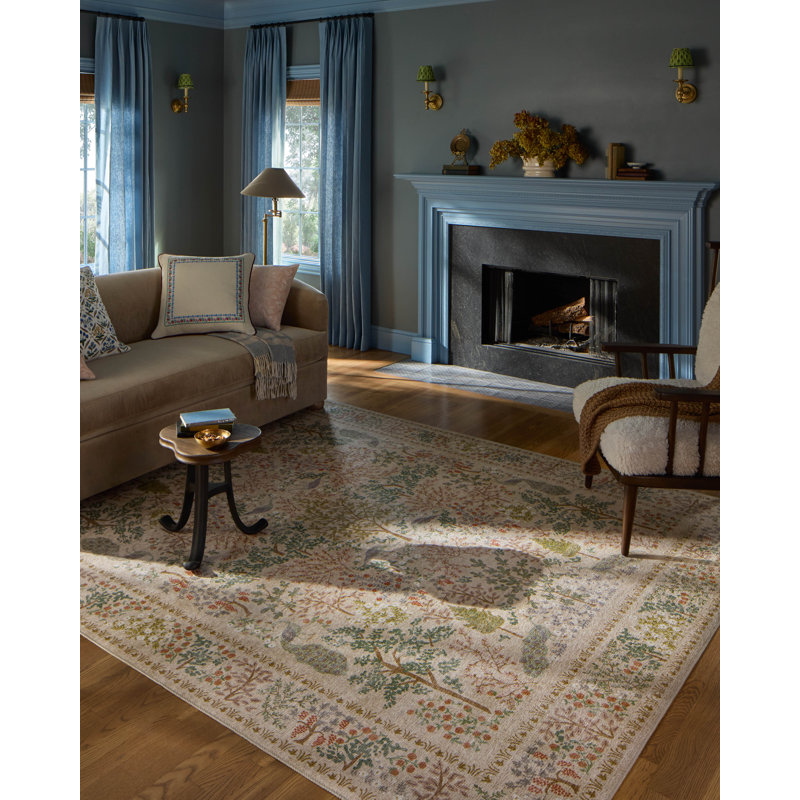 Tapis crème Rifle Paper Co. x Loloi, Carré 1 pi 6 po