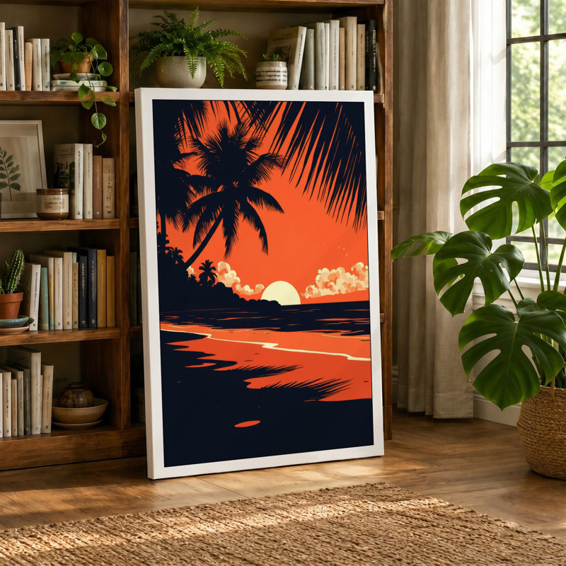 Sunset Tropical - Wrapped Canvas, 36x24 - 91.4 x 61.0 cm, Black Border
