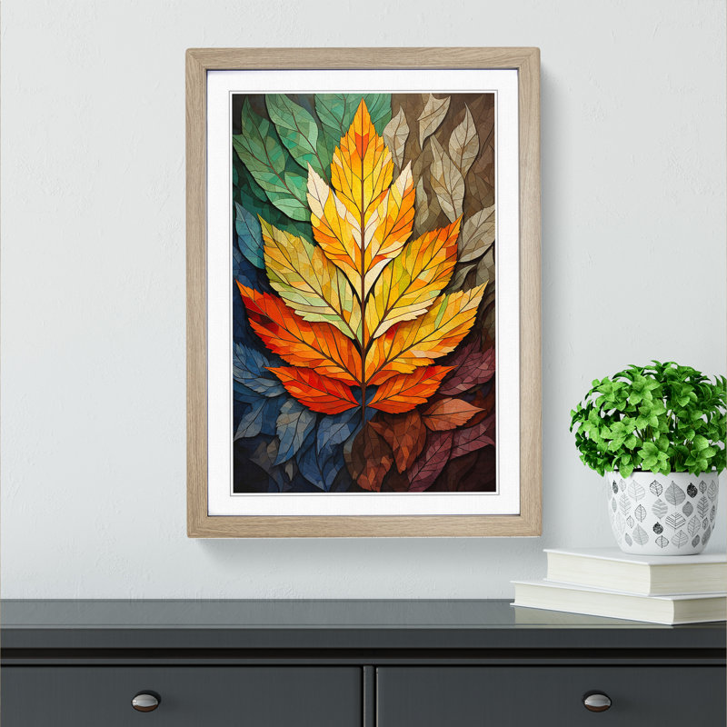 Leaf Geometric No.2 - Framed Print, Oak, 64cm H x 46cm W x 2cm D