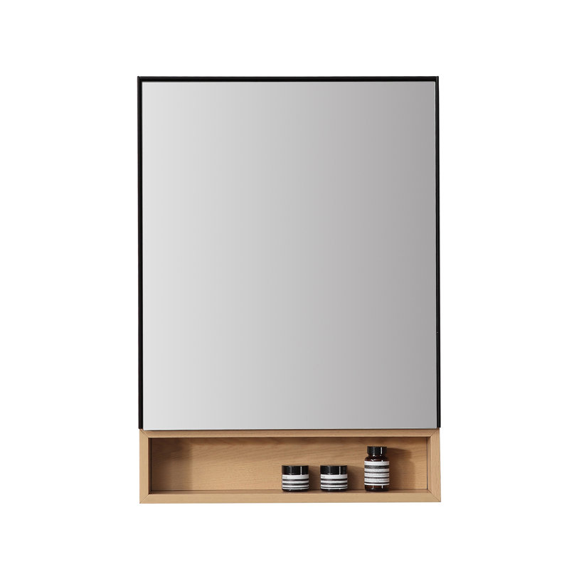 Bergen 24" Medicine Cabinet, Matte Black/Whitewash Oak