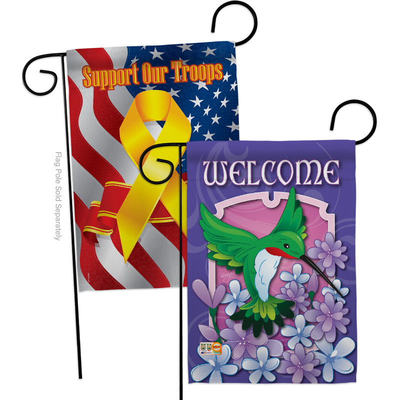 « welcome », un polyester de 2 côtés 19 po x 13 po welcome hummingbird drapeau de jardin