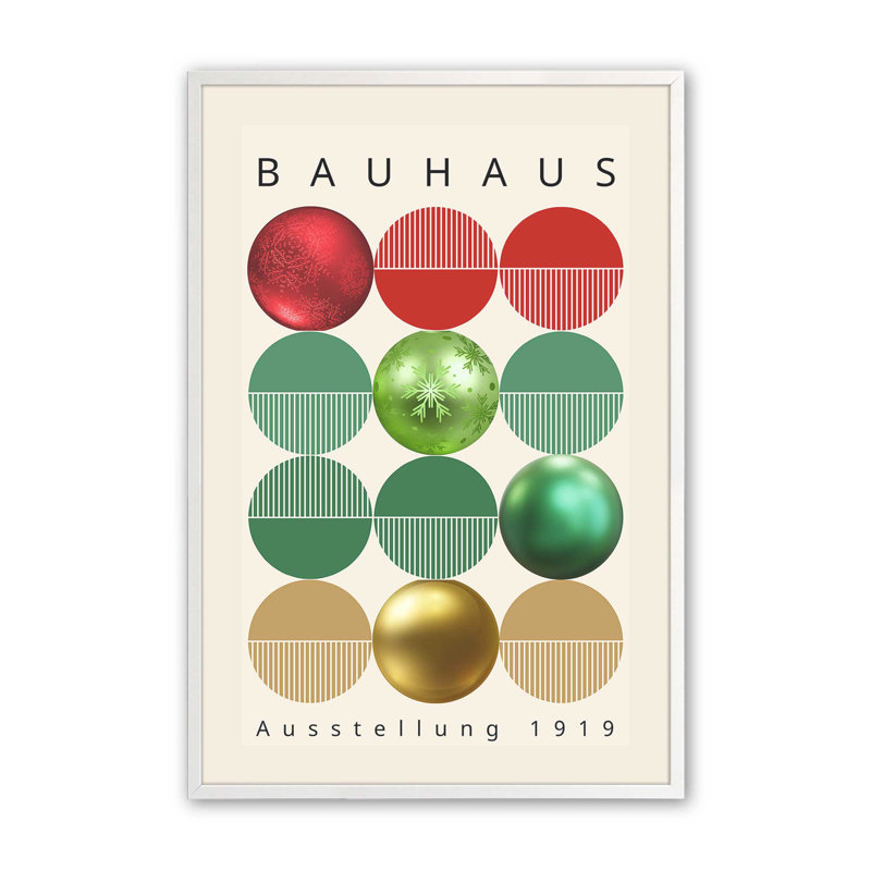 Affiche de décoration de Noël Bauhaus, Cadre simple blanc opaque, H 21 po x l 17 po
