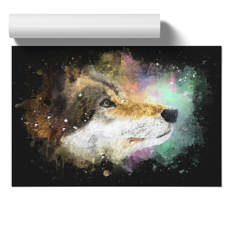 Abstract Wolf Paint Splash - Frameless Print, 21cm H x 30cm W x 0.1cm D