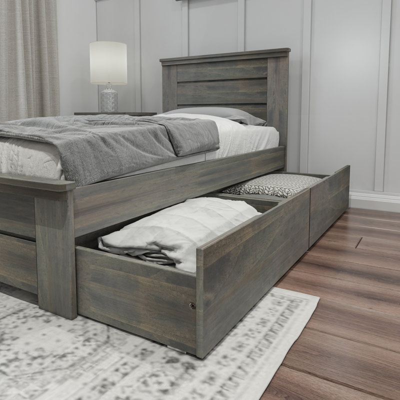 Decimus Solid Wood Platform Storage Bed, Driftwood, Twin
