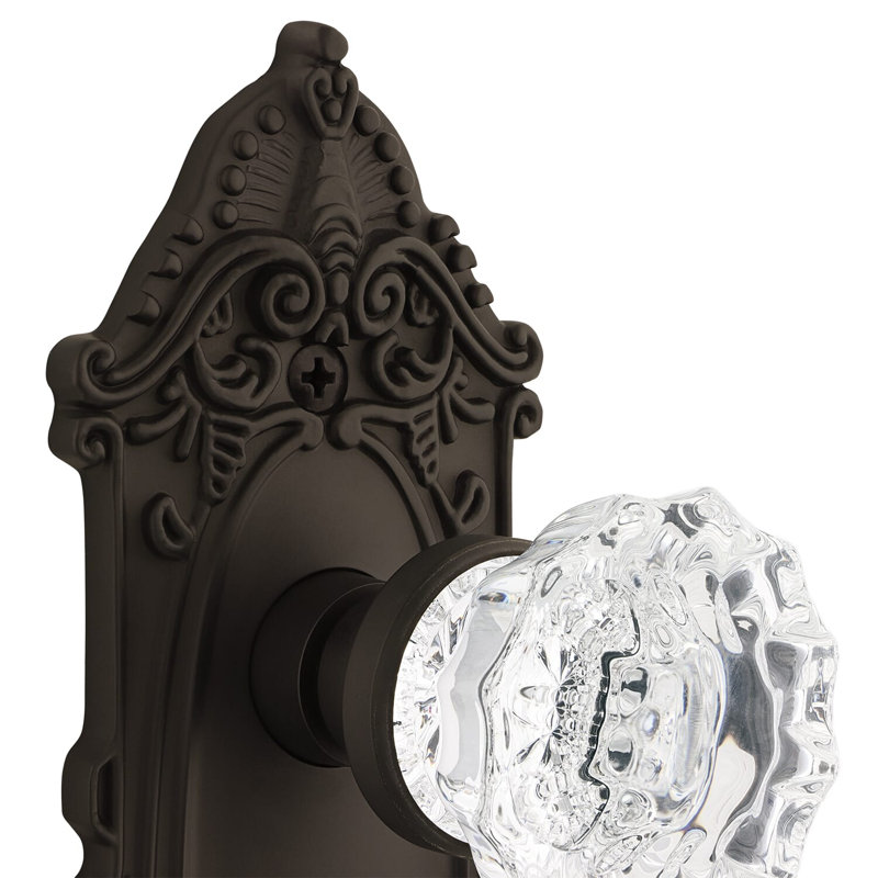 Victorian Plate with Crystal Door Knob, Oil-Rubbed Bronze