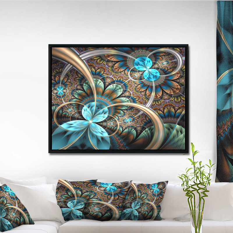 « light blue fractal fleur », impression, H 30 po x l 40 po x p 1,5 po, Bois