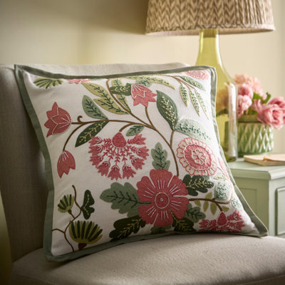 Green Square Throw Cushion With Filling