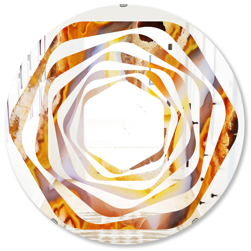 Miroir mural moderne sans cadre, H 31,5 po x l 31,5 po, Tourbillon de feu avec cristaux