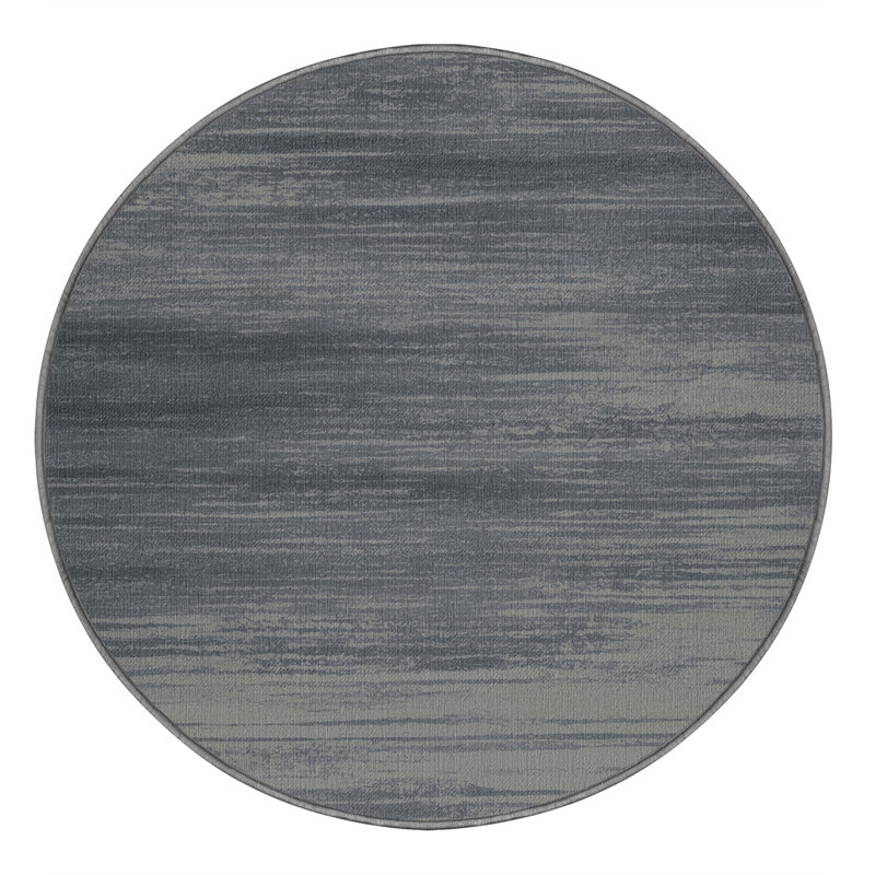 Tapis abstrait gris lavable à la machine, Rond 4 pi
