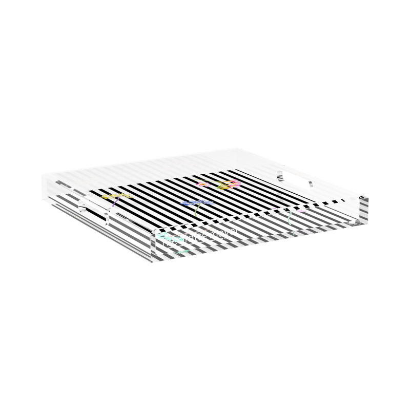 Dapper Acrylic Square Decorative Tray, 15"W x 15"D x 2"H, Black