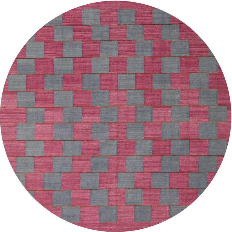 Tapis géométrique mauve / gris / vert, Rond 8 pi