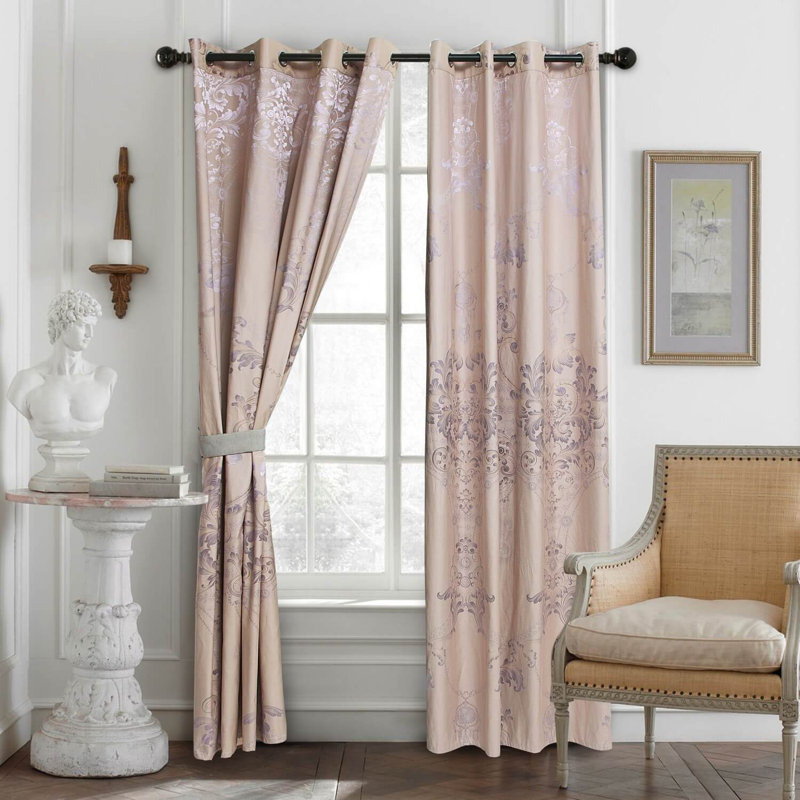 Dolce-Mela Cotton Blend Blackout Curtains / Drapes Single Panel, Light Peach