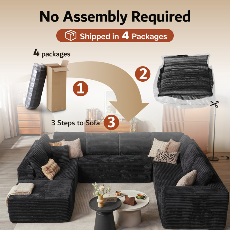 Kustas No Assembly Required Upholstered Boneless Sectional, Free Combination Compression Sofa For Living Room, Home Theater