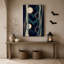 Toile murale d'Halloween : Vagues bleues et turquoise abstraites avec des cercles lumineux-2023846684