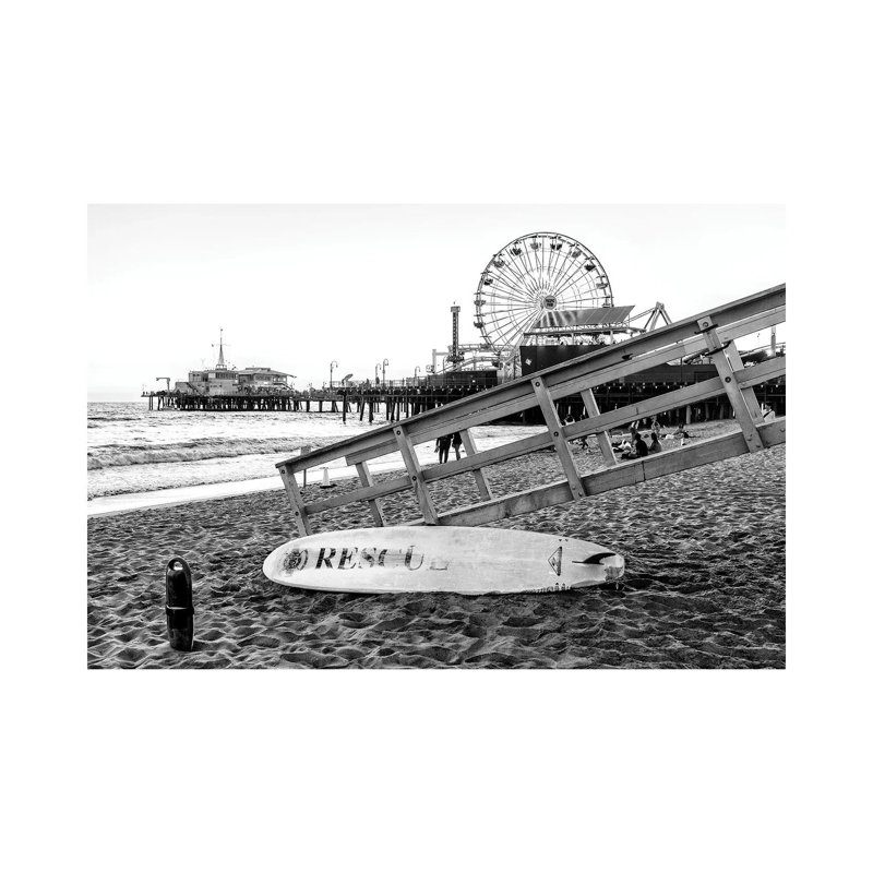 Black California Series - Santa Monica Beach Rescuer 1 Piece Wrapped Canvas Wall Art, 101.6 cm H x 66.04 cm W x 1.91 cm D