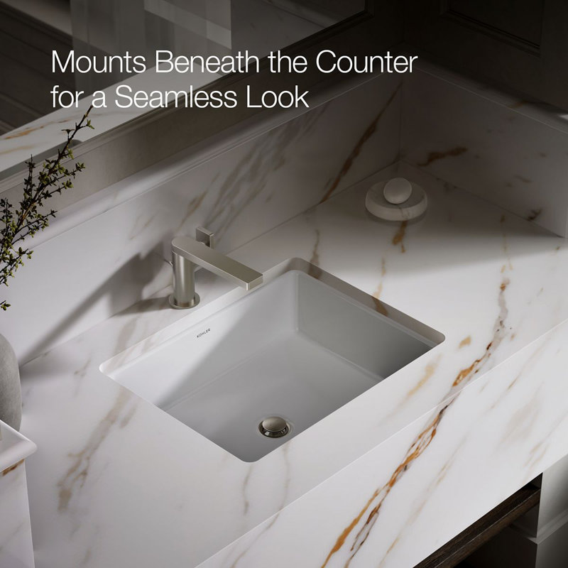 Verticyl Rectangular Undermount Bathroom Sink with Overflow, White