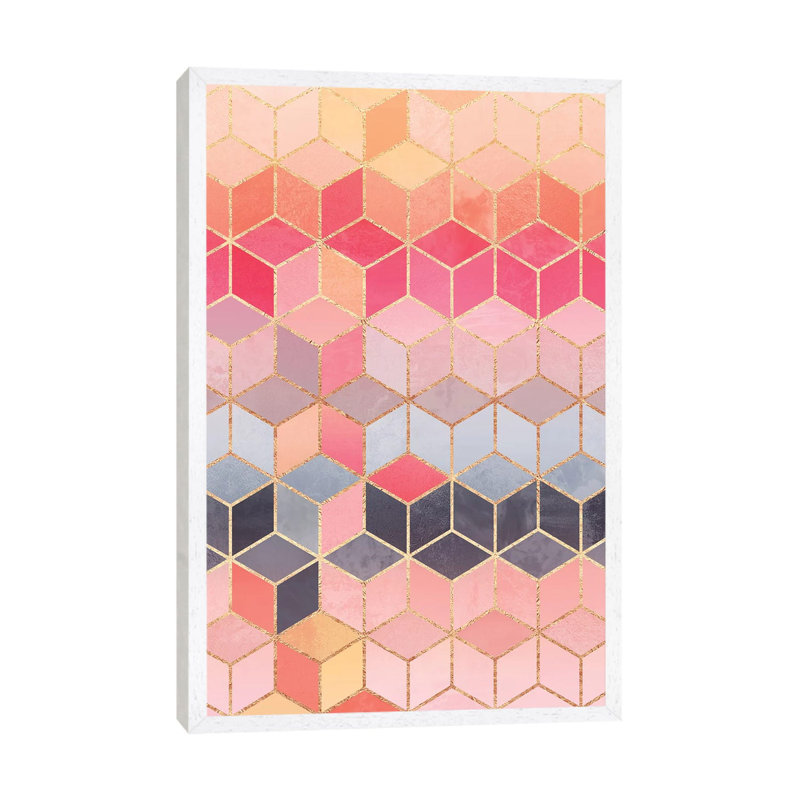 Happy Cubes by Elisabeth Fredriksson - 1 Piece Wall Art on Canvas, 101.6 cm H x 66.04 cm W, White Framed