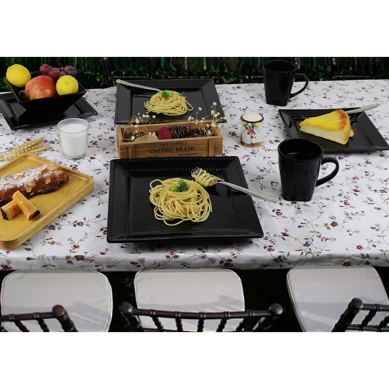 Service de table 16 pièces en grès perlé Lorren Home Trends, Noir