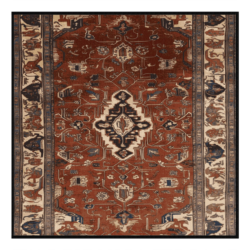 Machine Washable Persian Brown Area Rug, Square 4'