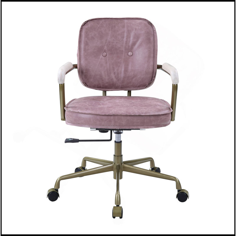 Top Grain Genuine Leather Task Chair, Pink