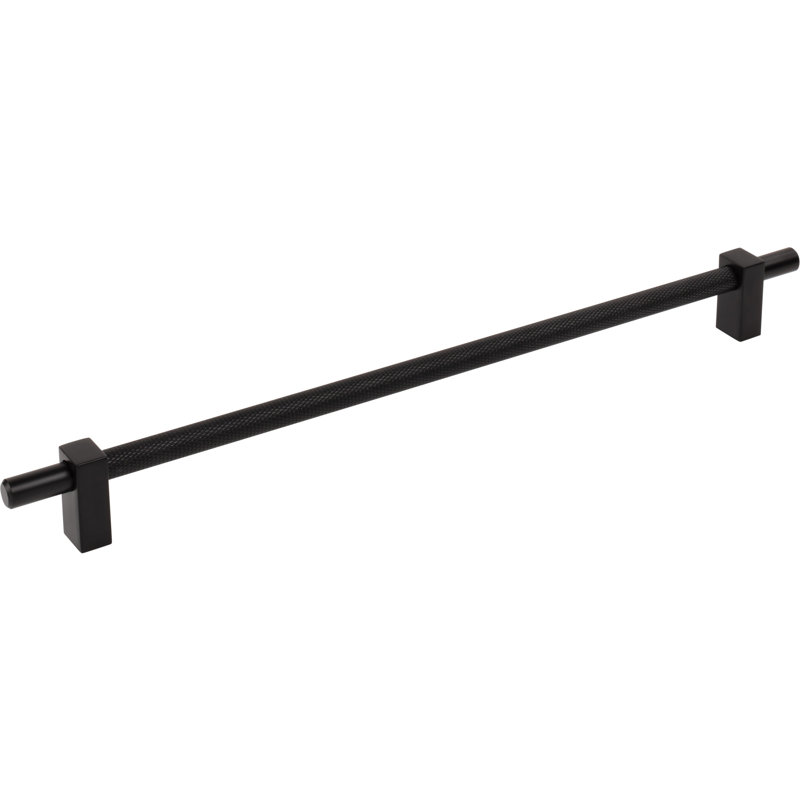 Larkin 3 Knurled Center Bar Pull, Matte Black, 12"
