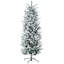 6Ft Tall Flocked Artificial Christmas Tree Holiday Décor With 477 Snow Branches, Auto Open, Steel Base