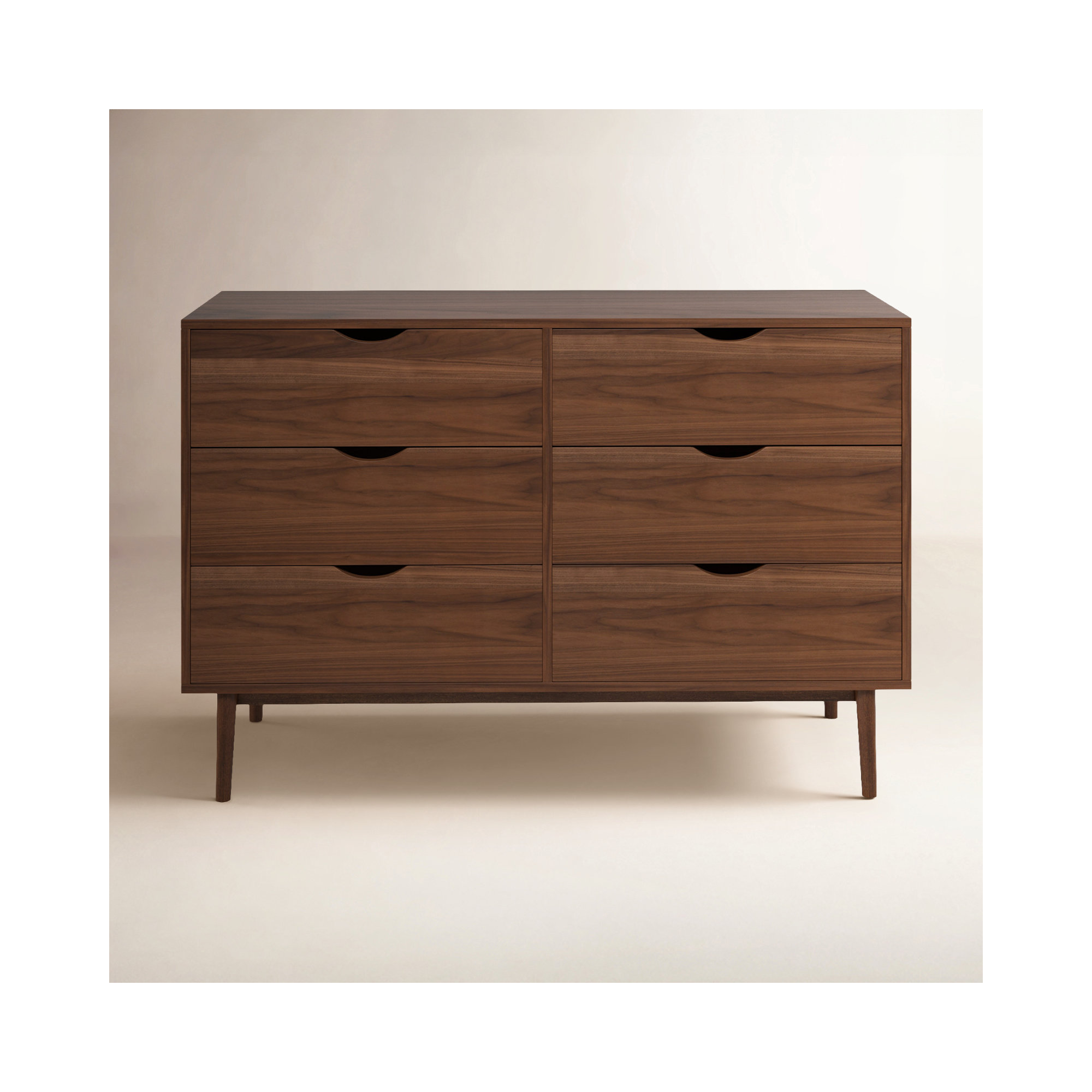 Indra 6 - Drawer Dresser, Walnut