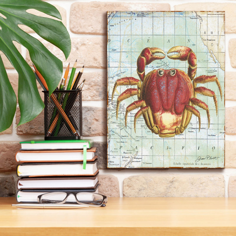 «Nautical Journey-d-crab» par Jean Plout, art mural sur toile, H 16 po x l 12 po x P 0,75 po
