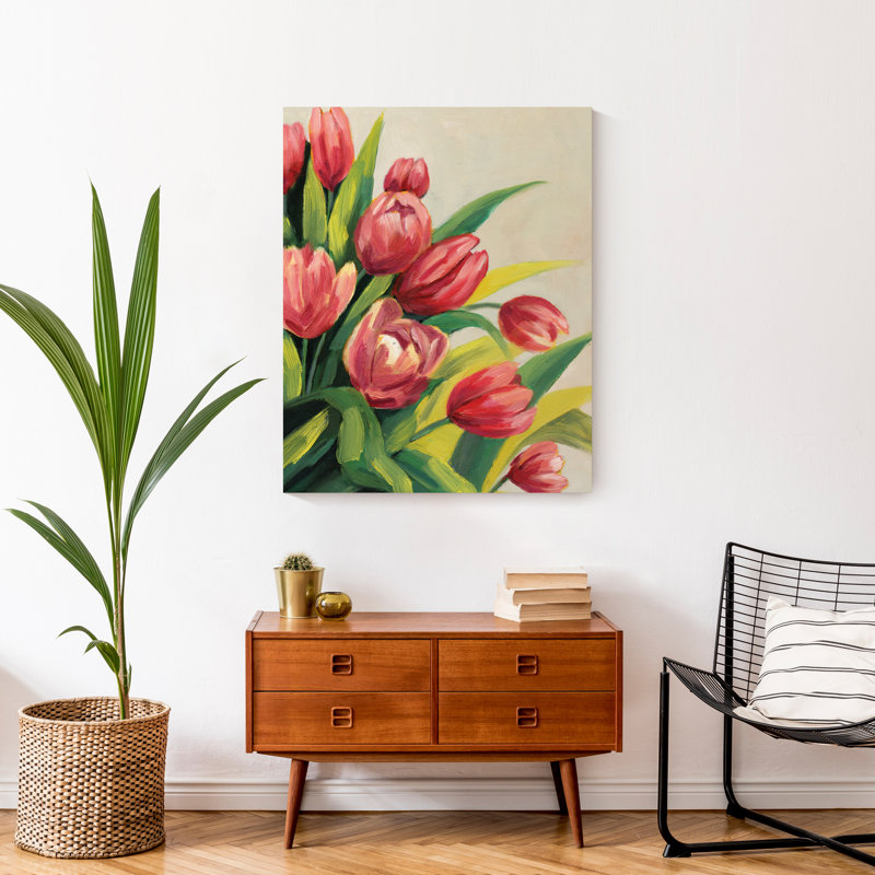 Vibrant Tulips - Peinture sur toile, Toile tendue, H 30 po x l 24 po x P 1,25 po