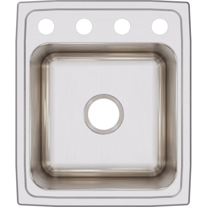Lustertone 17" L x 20" W Drop-In Kitchen Sink, OS4 hole