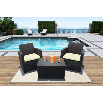 Winston Porter Swaffar 2-Person Outdoor Seating Group with Cushions