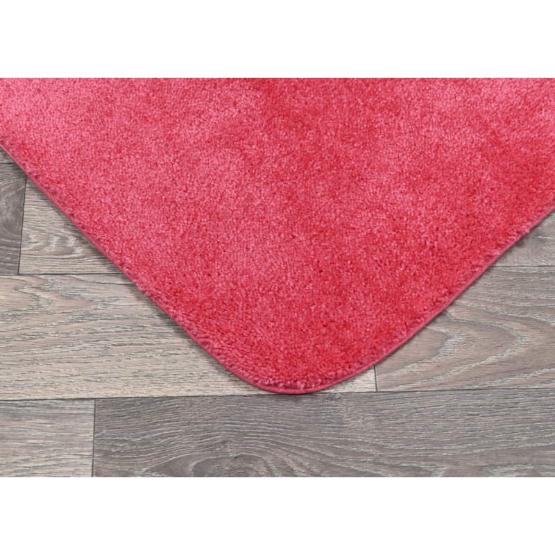 Mccluney Traditional Nylon 2 Piece Bath Rug Set with Non-Slip Backing, Pink Hibiscus